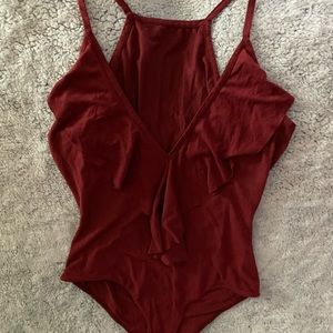 Burgundy bodysuit top